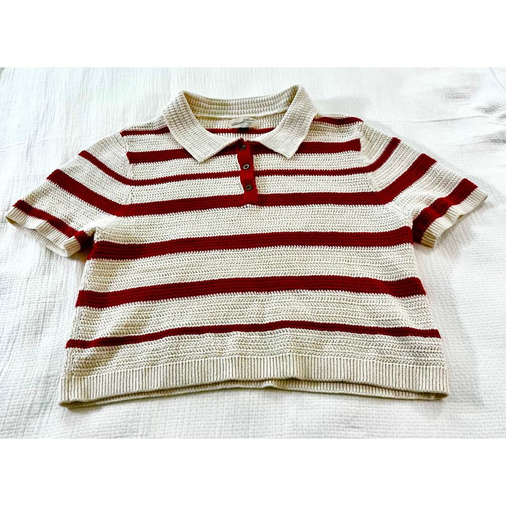 Universal Thread Knit Polo Red & White Stripe Women's US XL